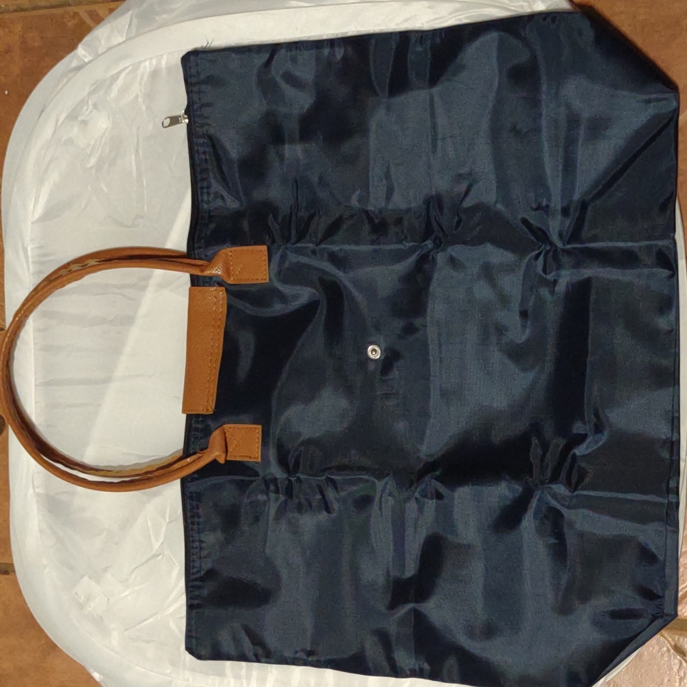 Brown and blue purse